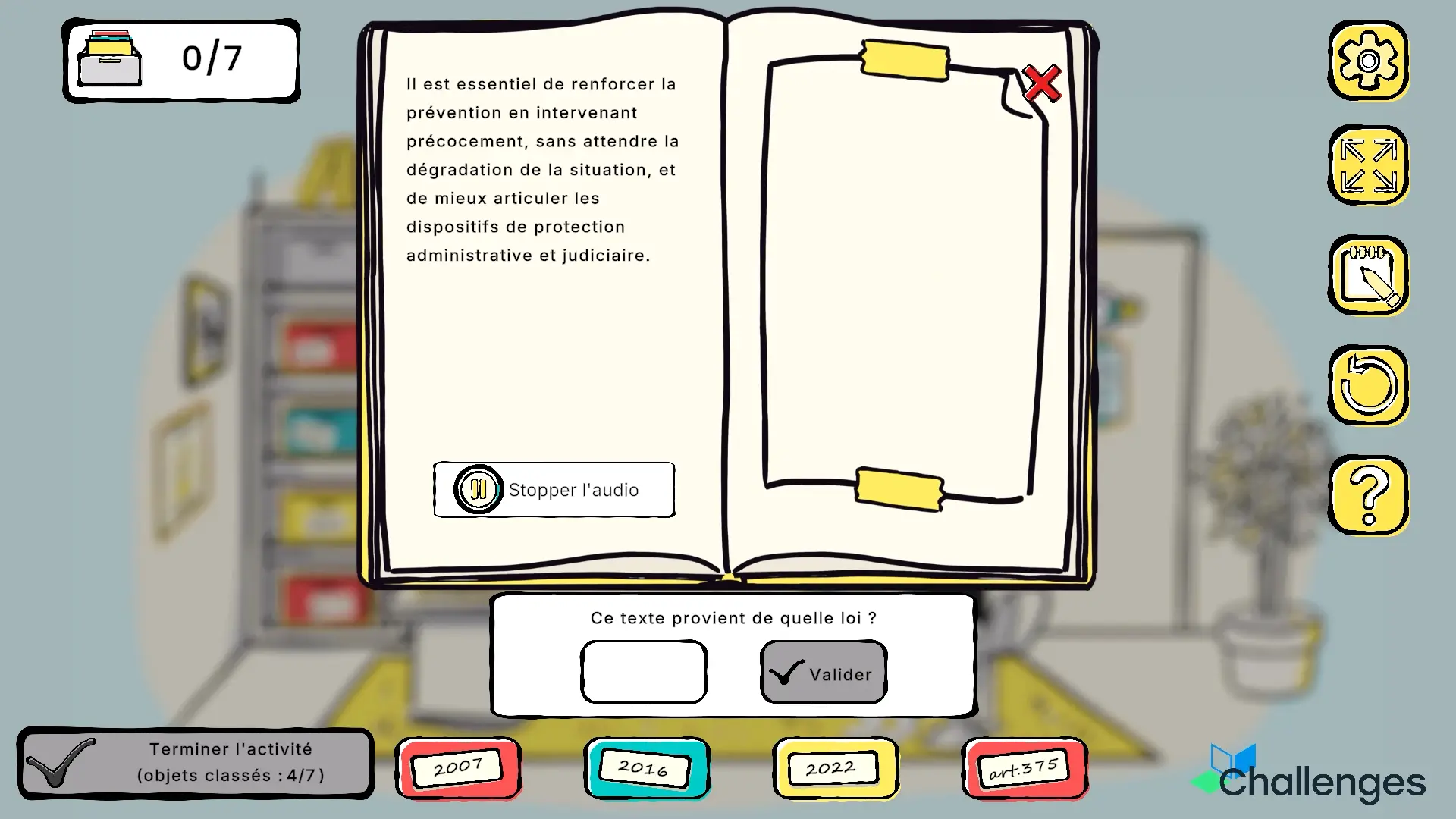 Screenshot Protection de l'enfance Livre Texte de Loi